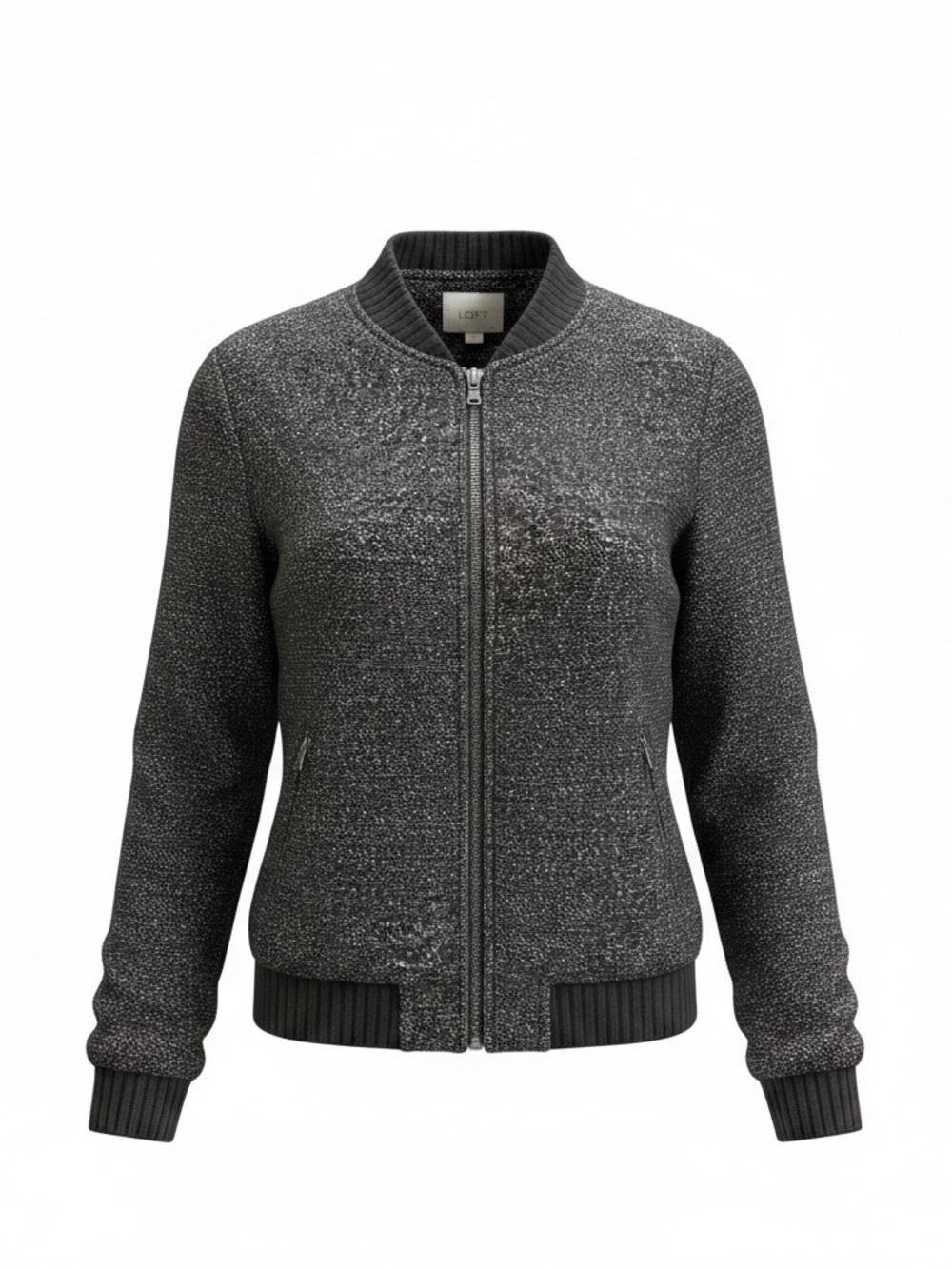 LOFT Black  Knit Bomber Jacket